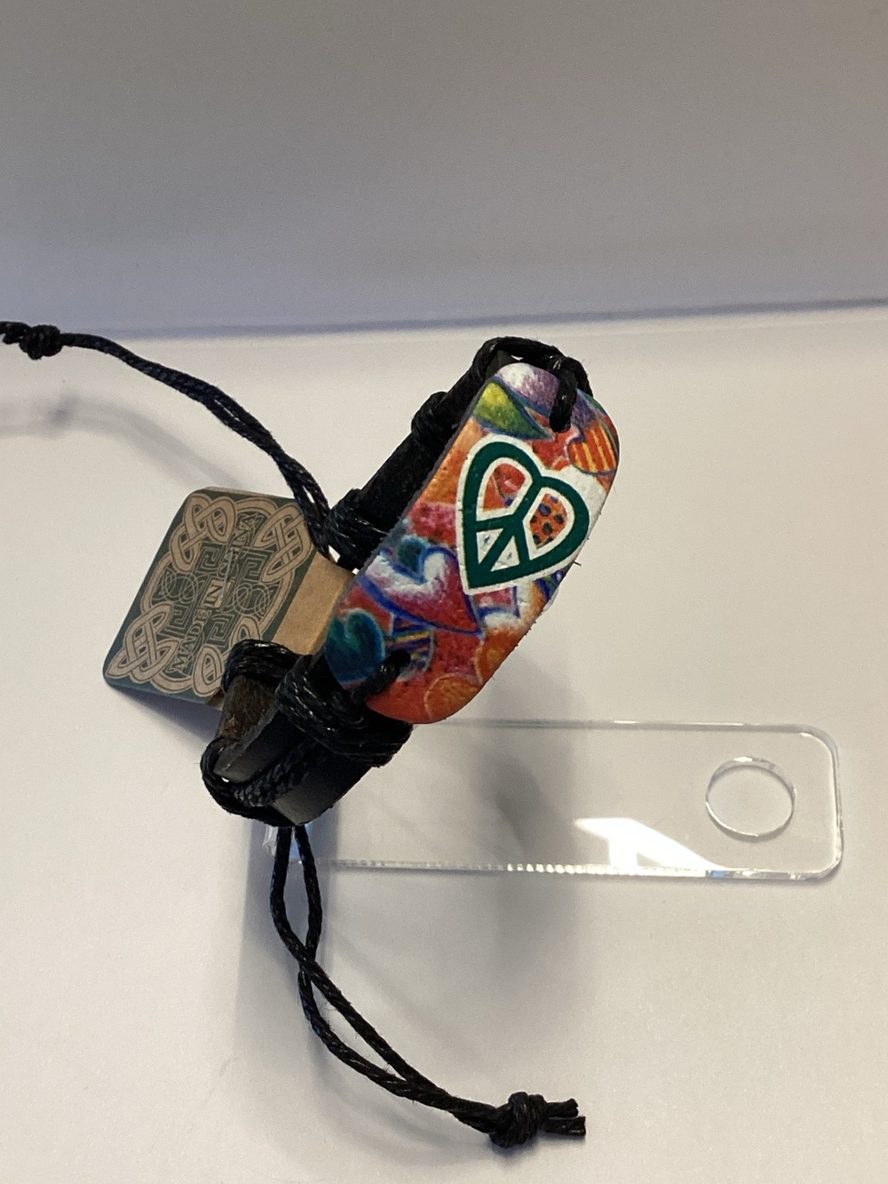 Colorful Peace Heart Leather Bracelet